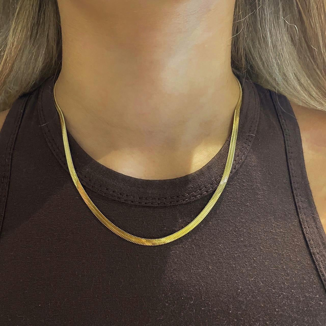 Herringbone Necklace | 18k Gold Plated Stainless Steel | Tarnish Resistant