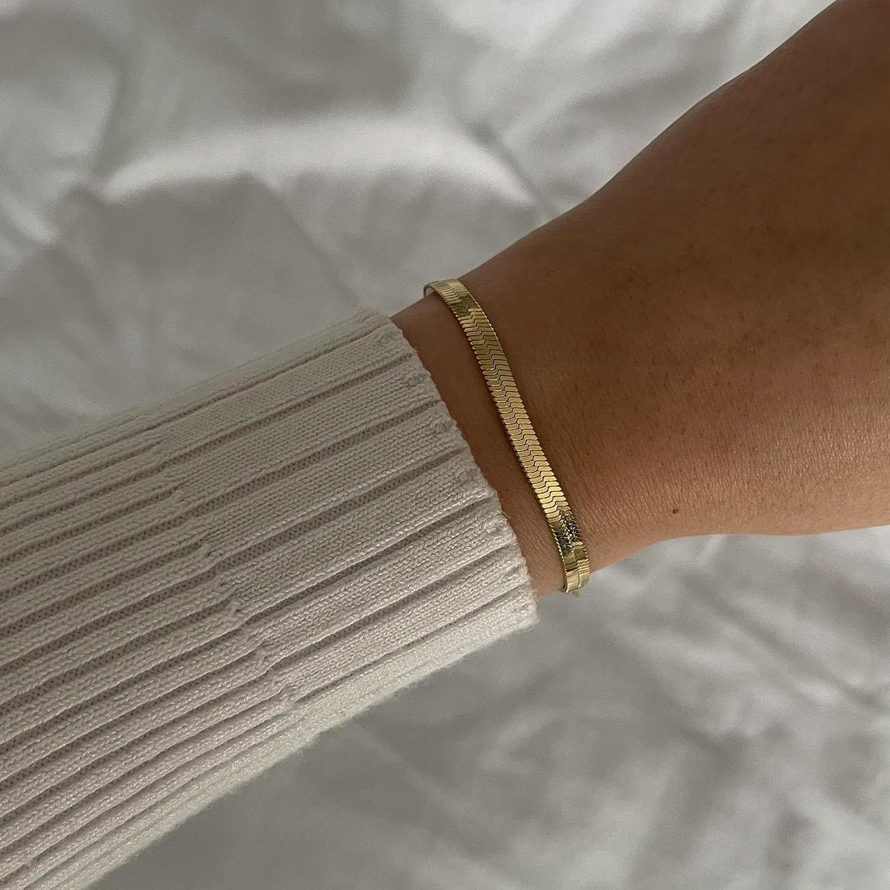 Herringbone Bracelet | 14k Gold Plated Stainless Steel | Tarnish Resistant