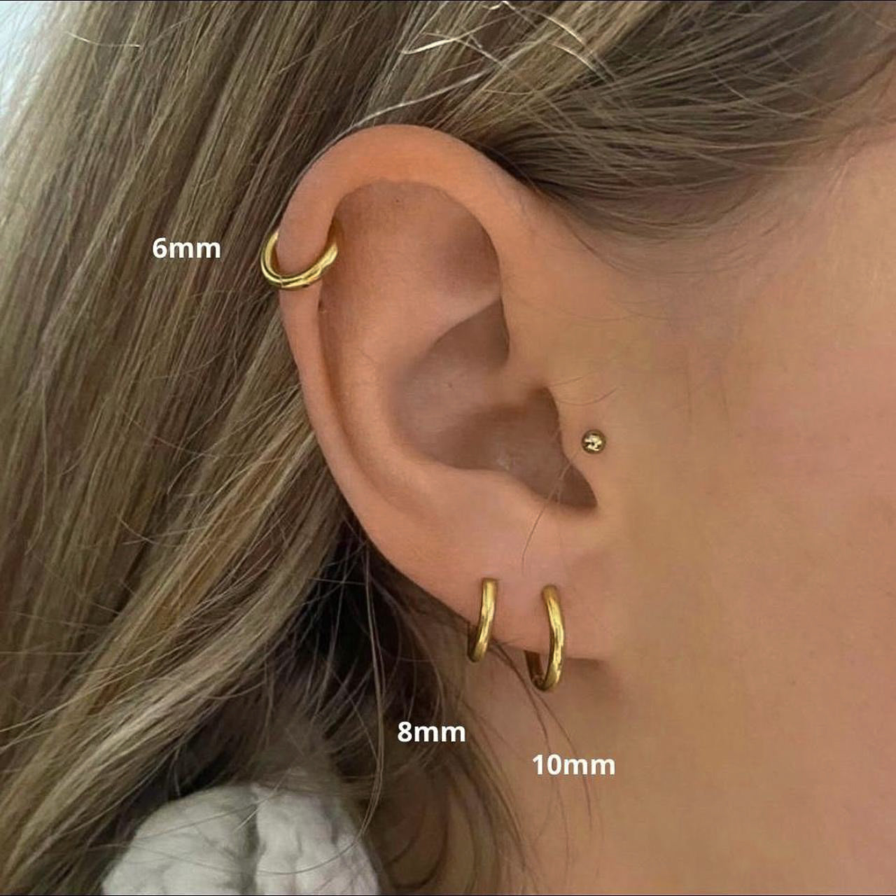 Huggie Hoop Earrings | 18k Gold Plated Stainless Steel | 6mm/8mm/10mm | Tarnish Resistant